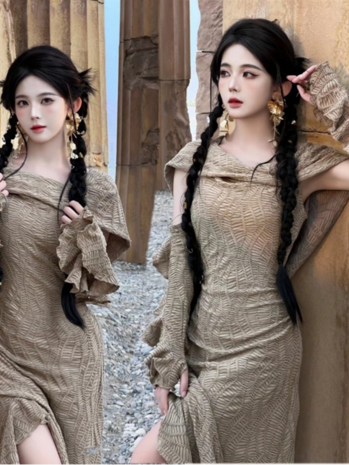 Desert  Themed Long Dress Wome - огляд і ціна Ethnic Clothing & Online Fashion Store Khaadi Pk