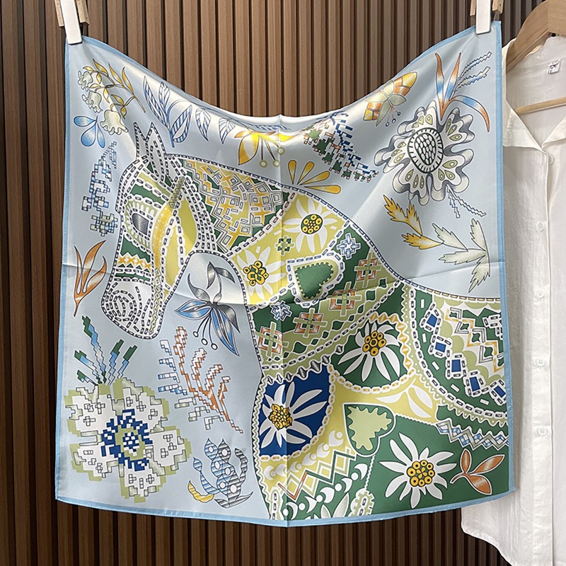 Green Boho Horse Square Scarf  - огляд і ціна Ethnic Fashion Accessories