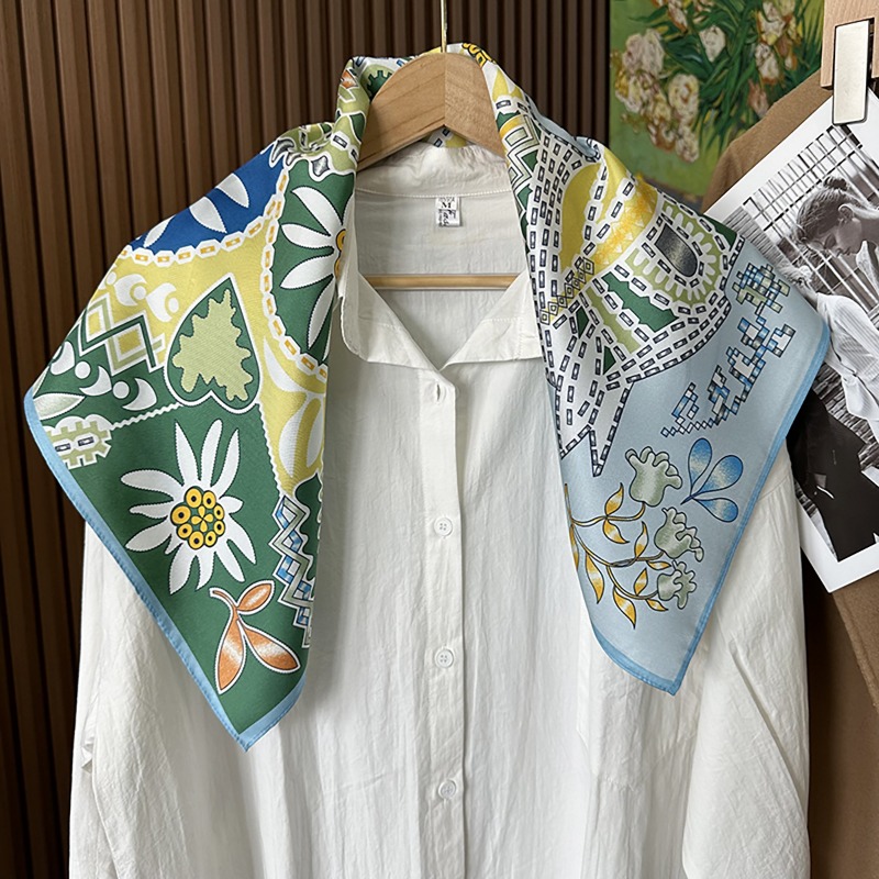 Green Boho Horse Square Scarf  - огляд і ціна Ethnic Fashion Accessories
