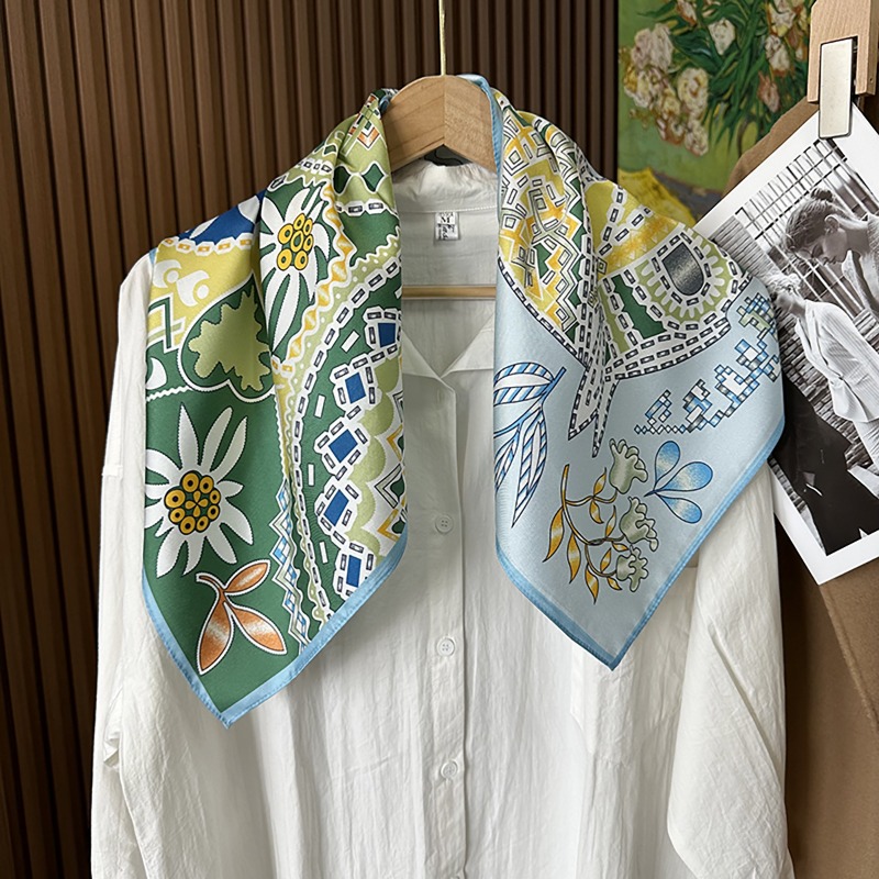 Green Boho Horse Square Scarf  - огляд і ціна Ethnic Fashion Accessories