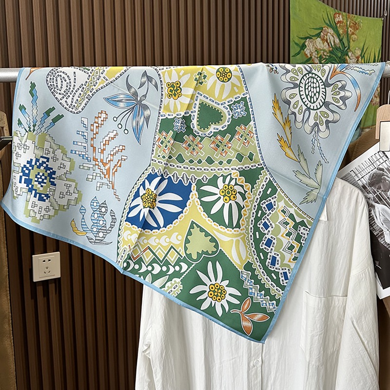 Green Boho Horse Square Scarf  - огляд і ціна Ethnic Fashion Accessories